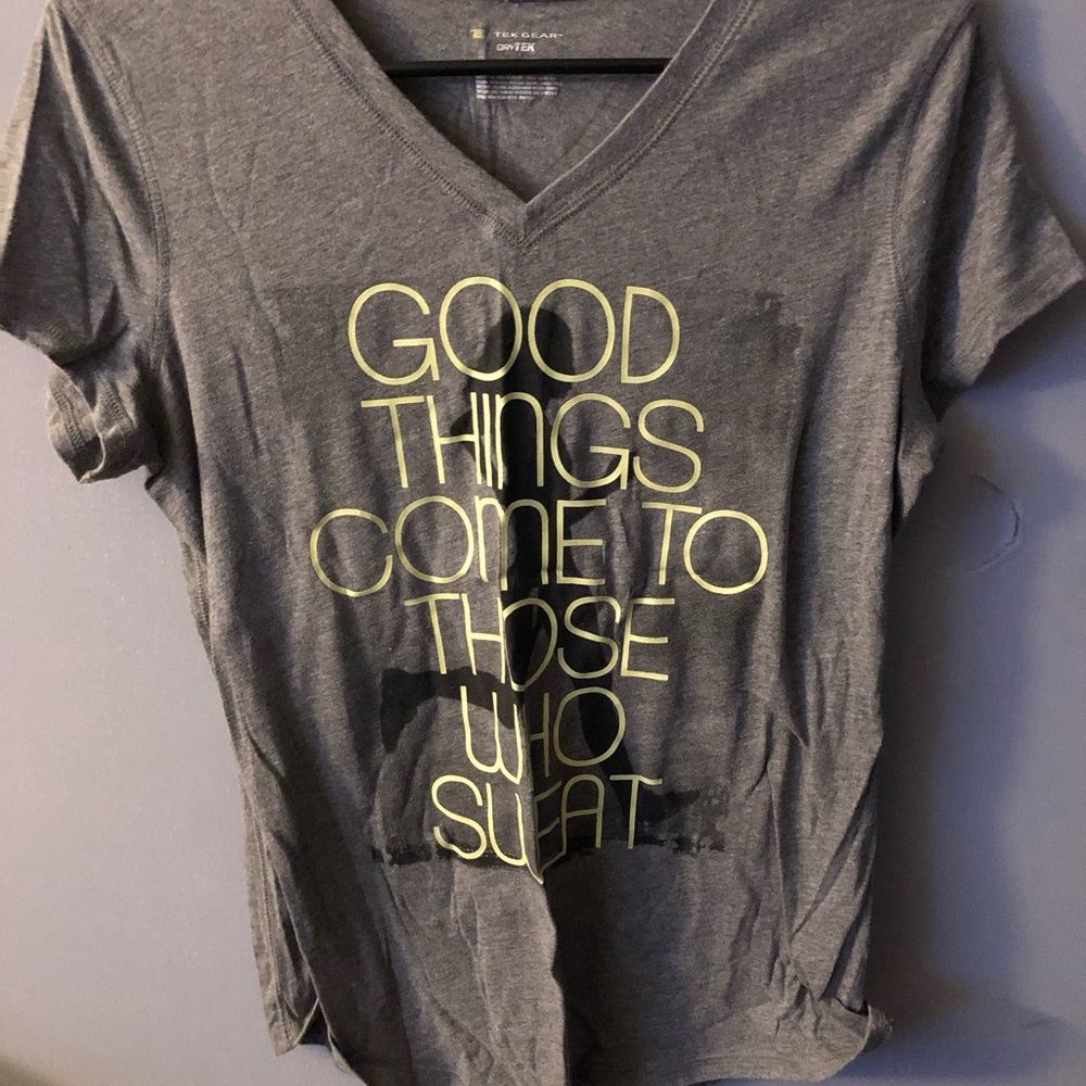 Grey vneck workout fitted tee